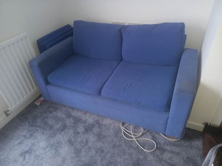 Blue Fabric Sofa Bed – Two Seater, Good for Guest Room