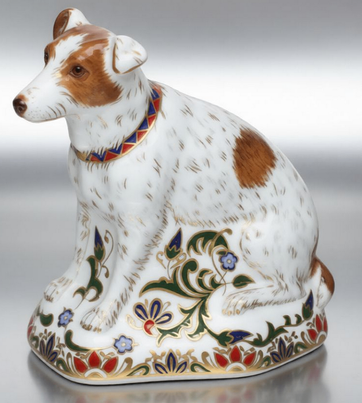 Rare Retired Boxed Royal Crown Derby Parsons Jack Russell Terrier Paperweight –