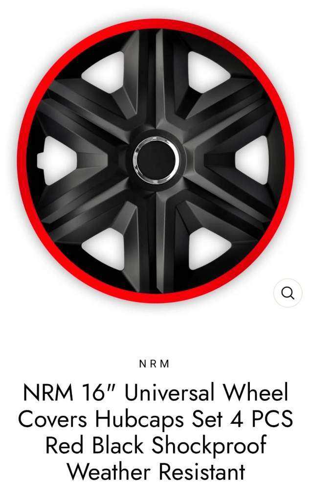 Brand New 16" Wheel trims - black with red line