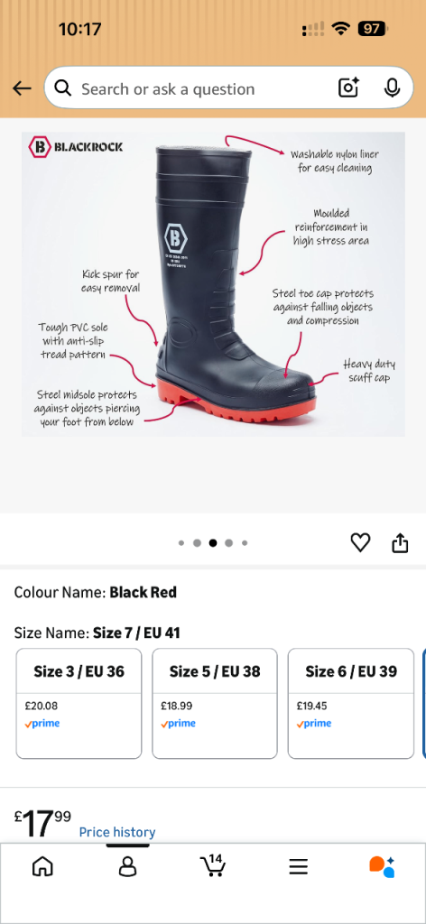 Heavy duty safety wellington boot size 7 / EU 41