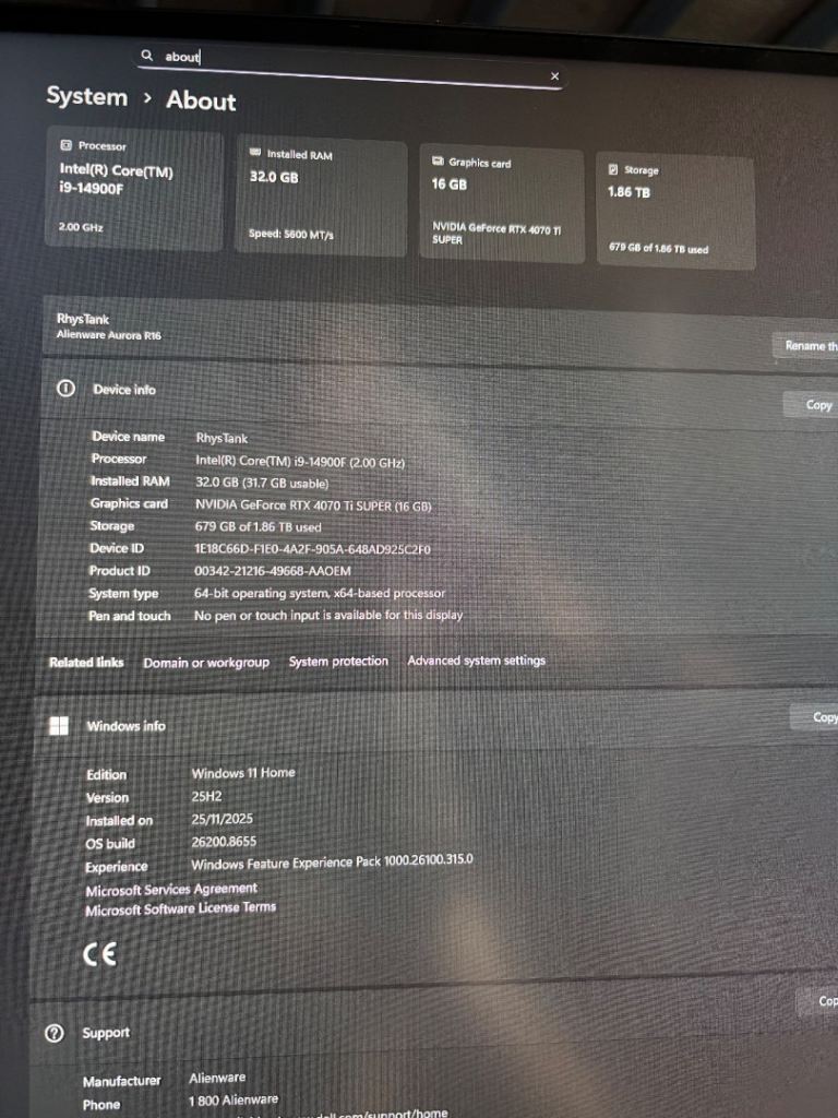 Dell Alienware Aurora R16 Gaming PC | RTX 4070 Ti SUPER 16GB | i9 ...