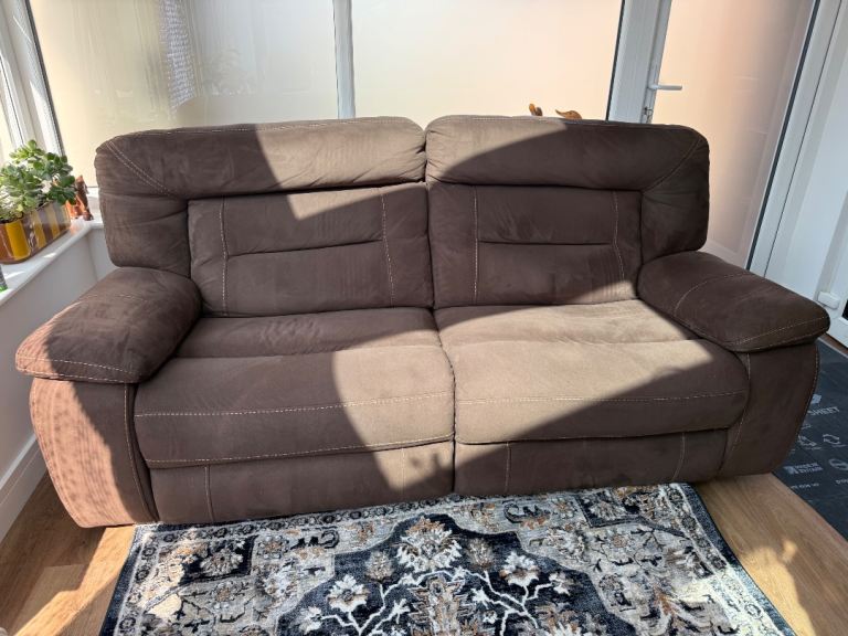 Brown Recliner Sofa – Two Seater, Good Condition