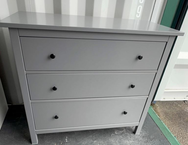 IKEA HEMNES Chest of 3 Drawers – Grey, Good Condition