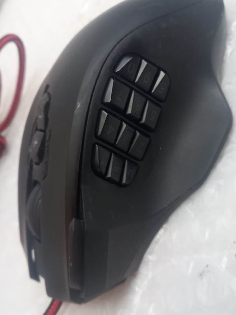 Black Wired Gaming Mouse with Side Buttons - Good Condition