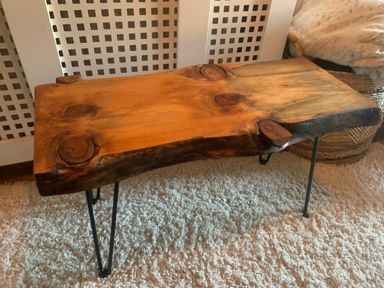 Monkey puzzle natural solid live edge wood coffee table