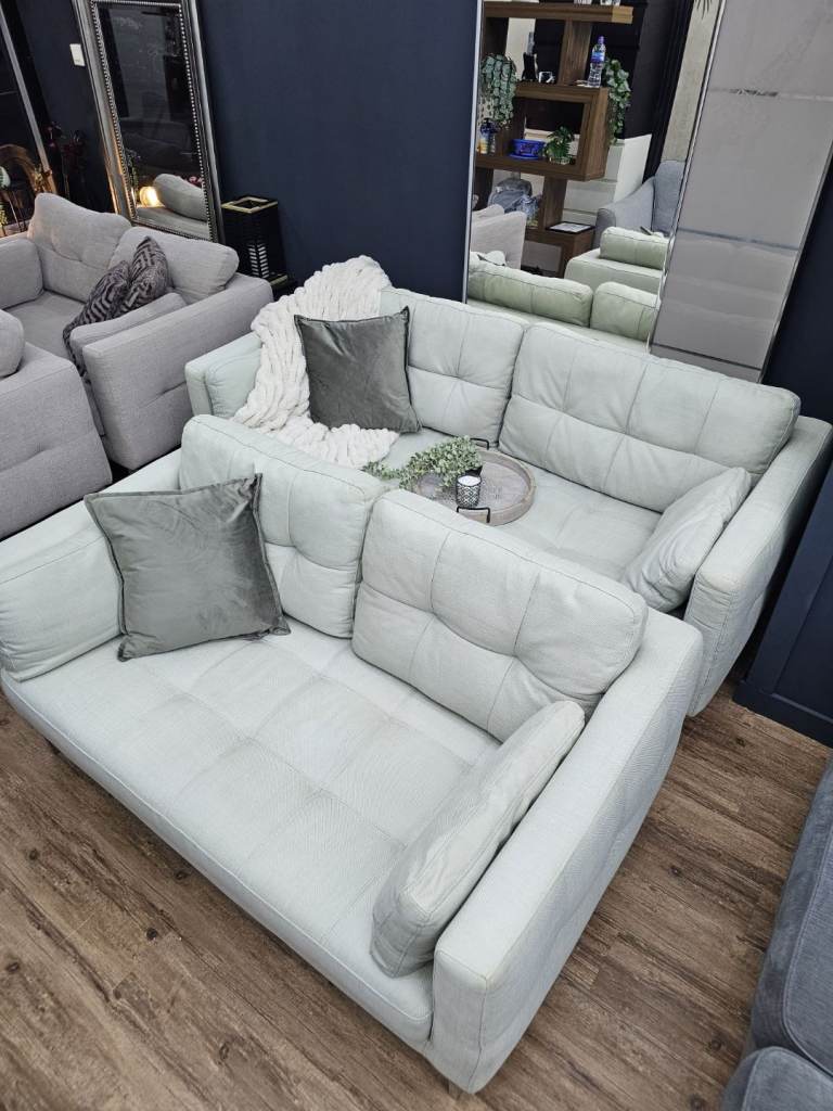 Dwell 3 & 2 Seater Sofas pale grey