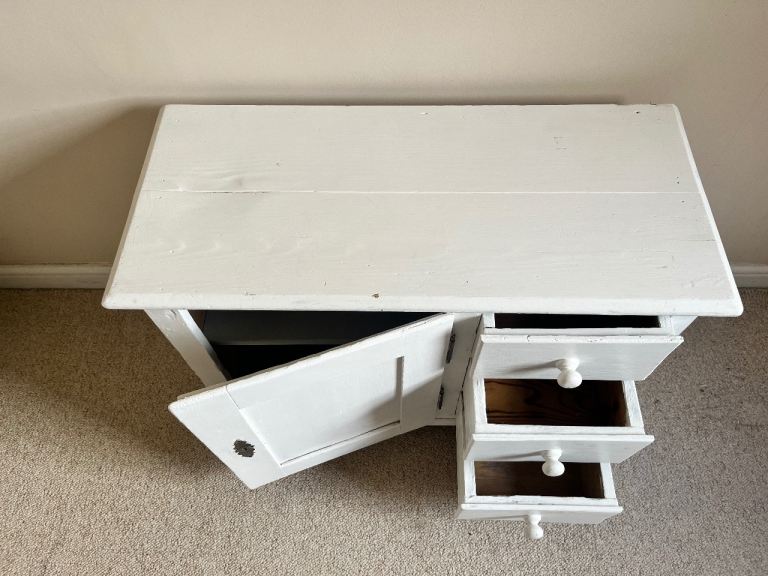 White Wooden Low Cabinet