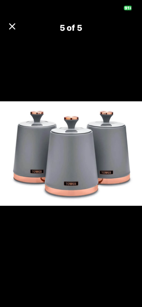 Tower Cavaletto Grey & Rose Gold Canister Set – NEW