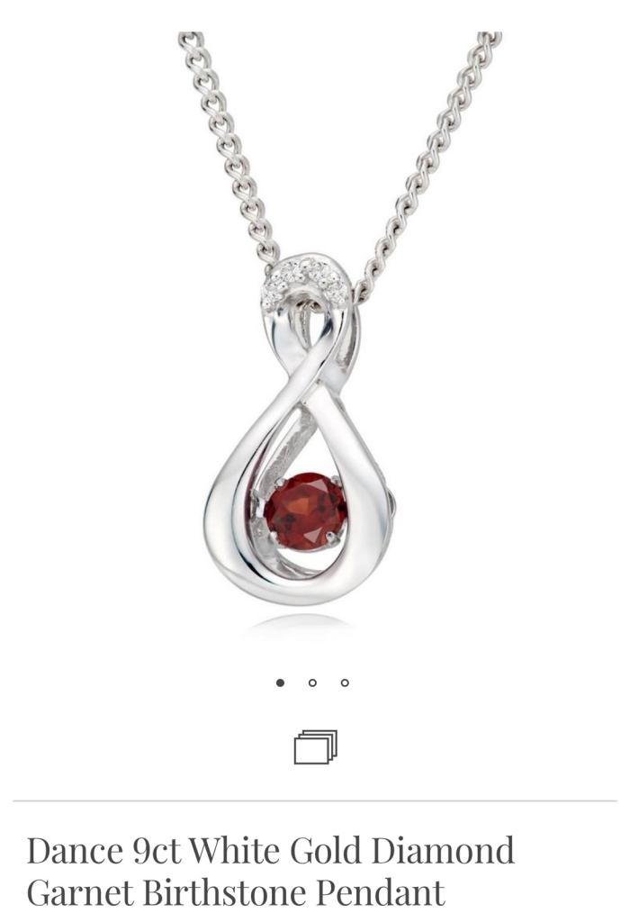 Dance 9ct White Gold Diamond Garnet Birthstone Pendant