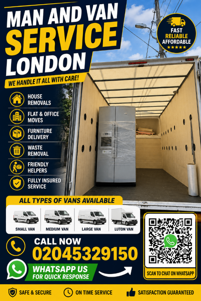 Man and Van House Removal Service Sofa Bed Fridge&Furniture Moving Piano&Bike Delivery  1–3 Men Team