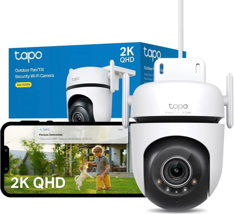 Tapo C520WS Pan/Tilt Outdoor Security Camera, 2K 4MP Wifi Outdoor Camera, 360° Vision