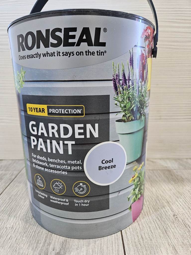 Ronseal Garden Paint 5L, Cool Breeze, For Sheds, Fences, Brick and Terracotta Outdoor Garden Paint