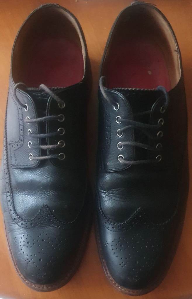 Men's Grenson Black Derby Brogue Shoes Size UK10