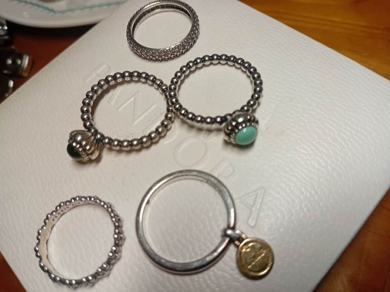 Assorted pandora silver rings sizes in phots prices £15 -£20