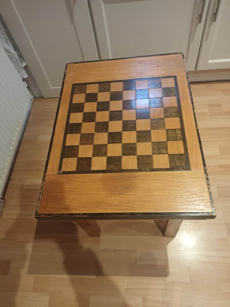 Coffee table with chess board top
