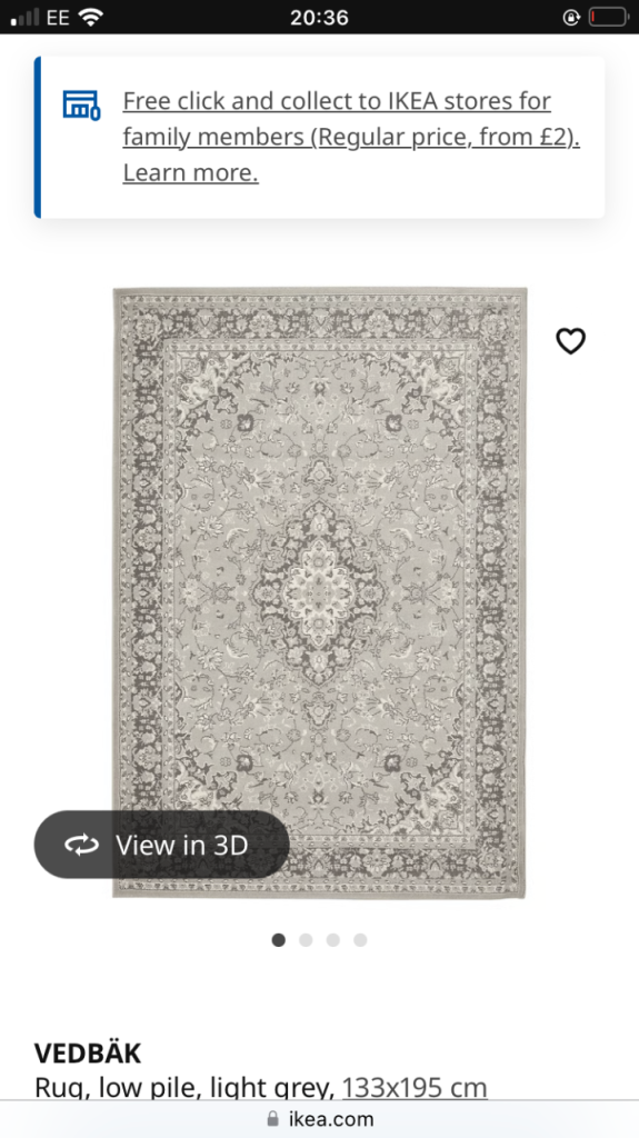 ikea vedbak light grey brand new rug