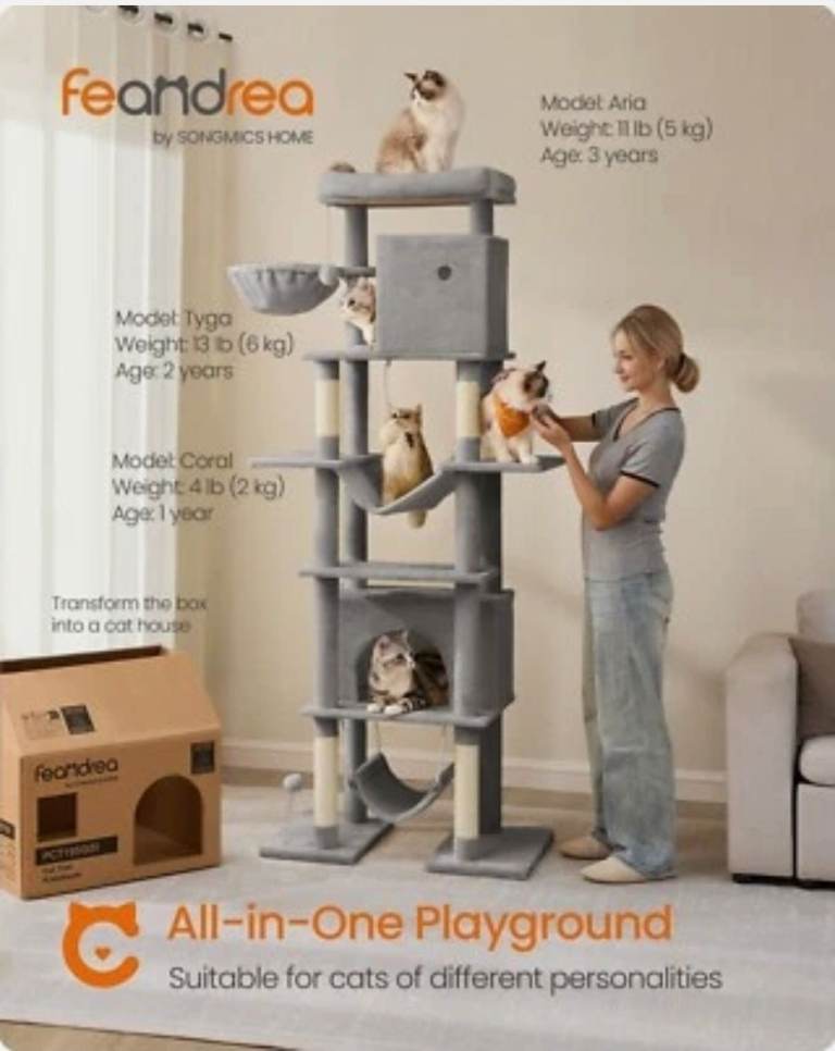 A new still boxed flat packed  xl cat scratching post, cat play tower .