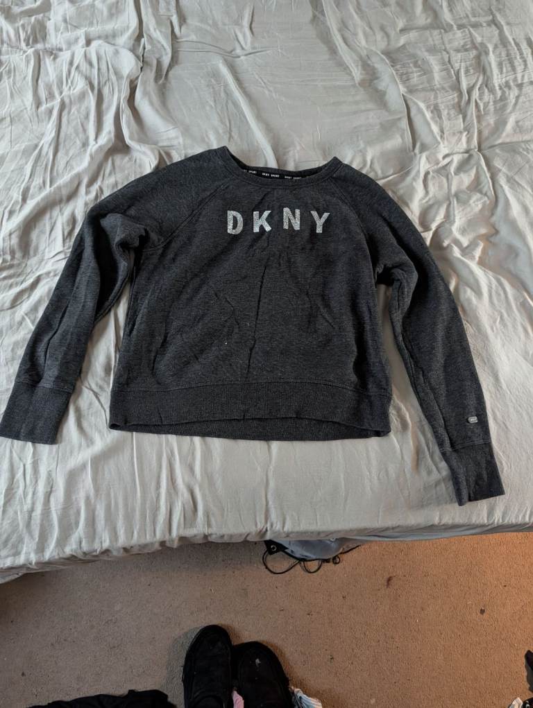 DKNY Sport Jumper Sweatshirt Sparkle Logo Charcoal Grey Charcoal Grey Women's Size M Mint