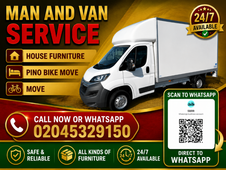 24/7 MAN AND LUTON VAN HIRE 1/2/3 BEDROOM FLAT OFFICE HOUSE REMOVAL IKEA FURNITURE BED SOFA DELIVERY