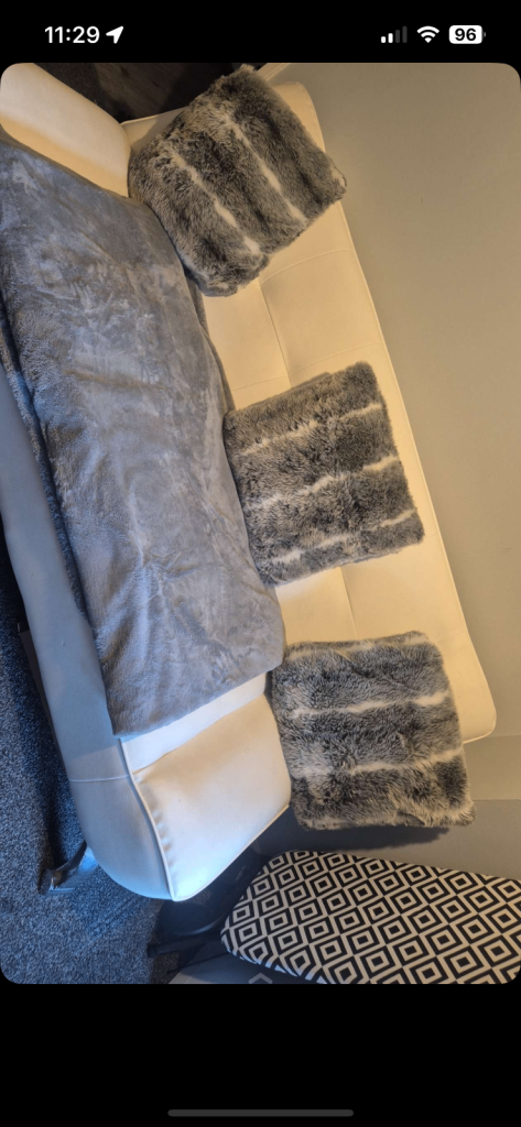 White leather sofa bed