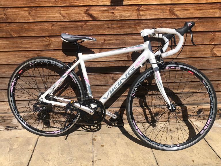 Viking Race Road Bike – White & Pink, Good Condition