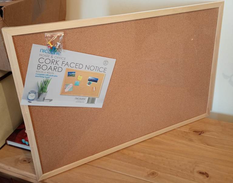 Cork Faced Notice Board 60x40cm - New