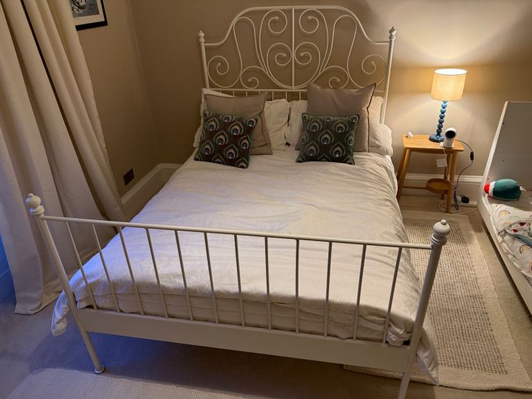 IKEA leirvik white metal double bed frame