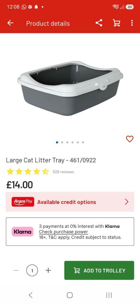 New Large litter tray Argos