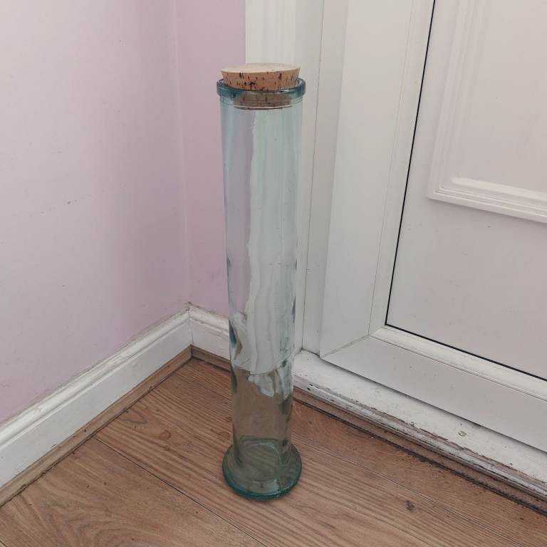 Extra Large Vintage 80's Green Glass Spaghetti Jar 