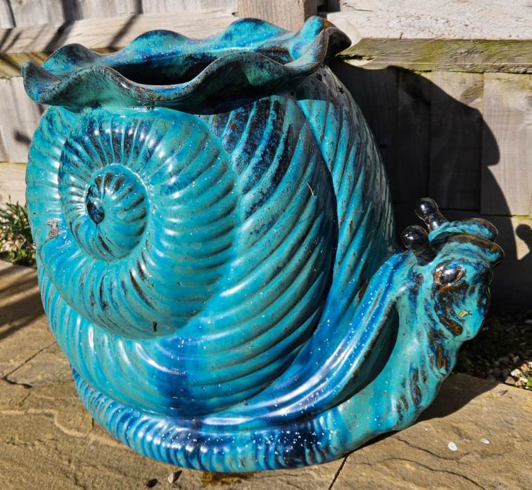Large Snail Shaped Ceremic Glazed Plant Pot Planter Home Garden Decor Unique