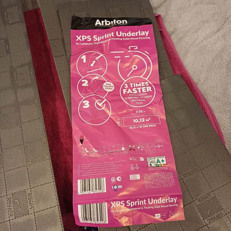 Underlay for laminate floor, about 5m2
