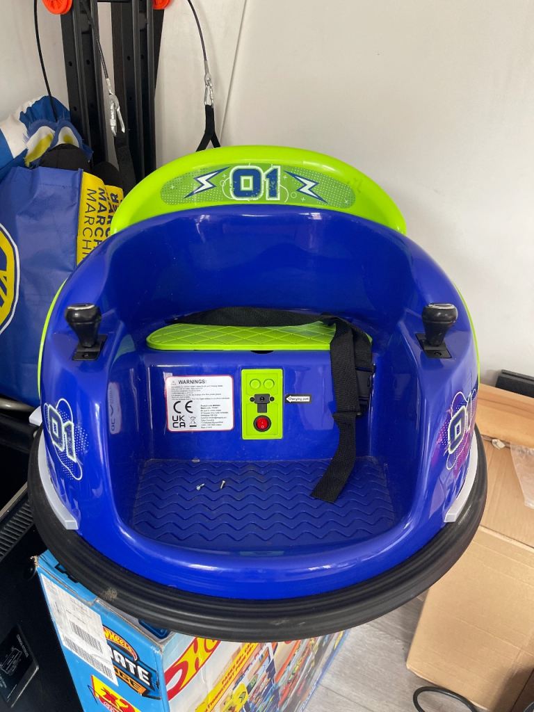 Kids Ride-On Bumper Car - Blue & Green, Good Condition