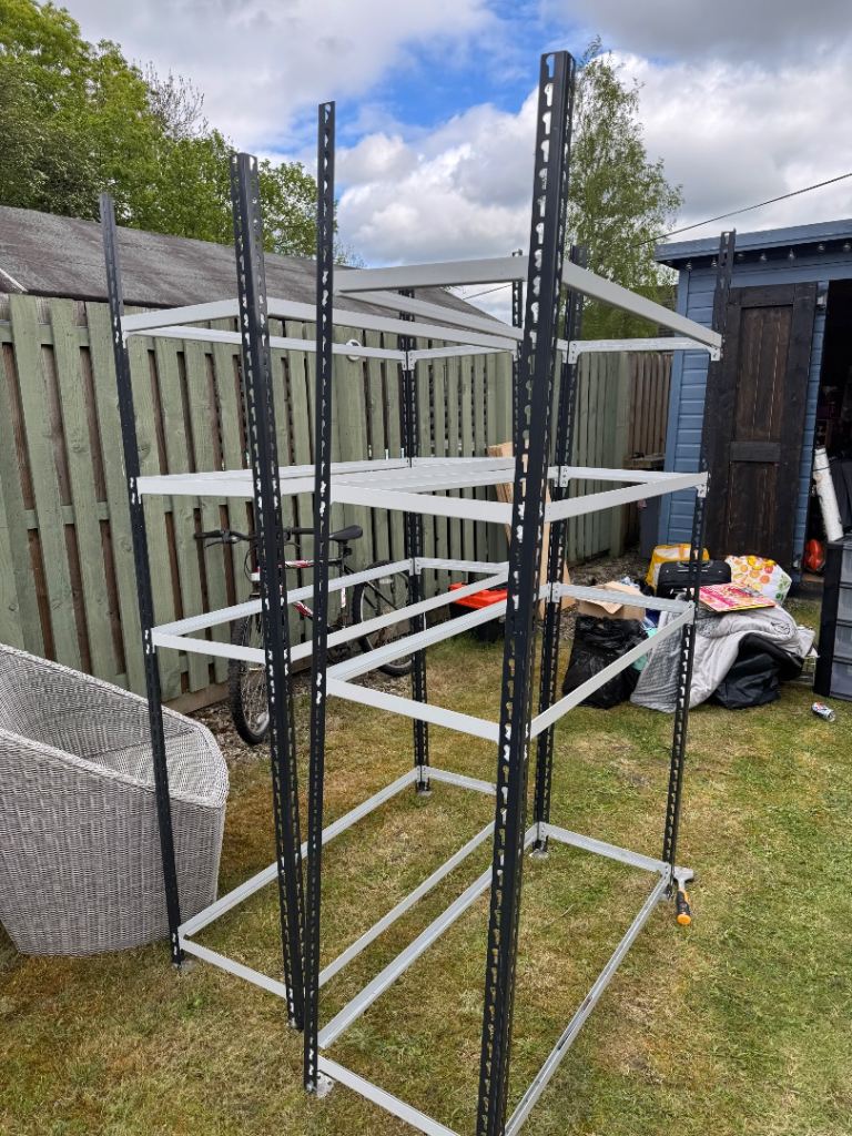 Sturdy Metal Shelving Units - Black and Grey