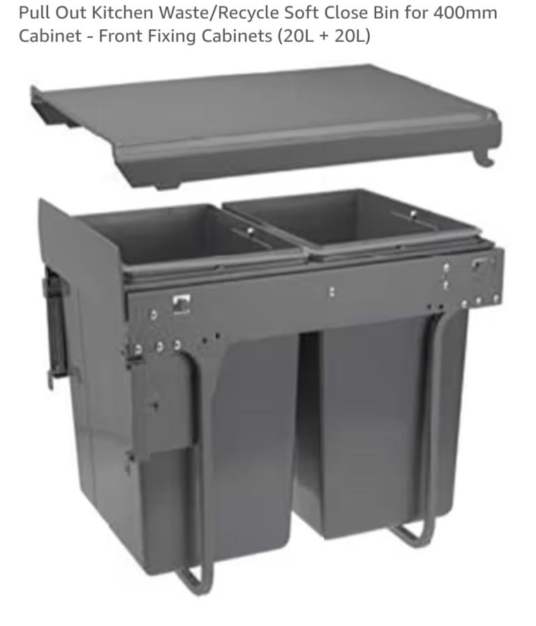 Integrated Kitchen Bins 400mm Cabinet