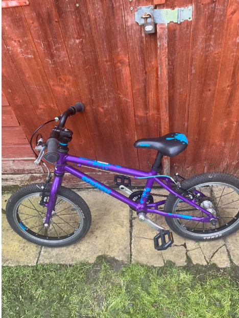 **Squish 16 inch Kids Bicycle Ages 4+ - Purple Colour Serviced New Pedals Ready to Ride**