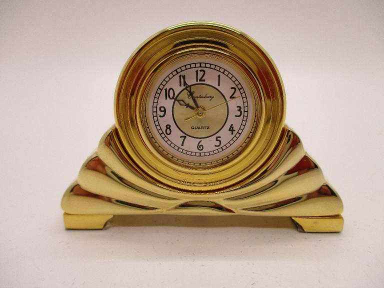 Vintage Canterbury Solid Brass Miniature Quartz Mantel Clock