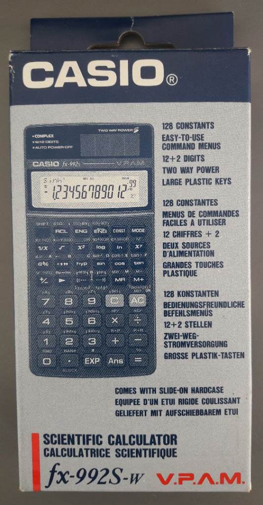 Calculator Casio fx-992s-w V.P.A.M scientific and hard case Vintage 1990’s – post or collect