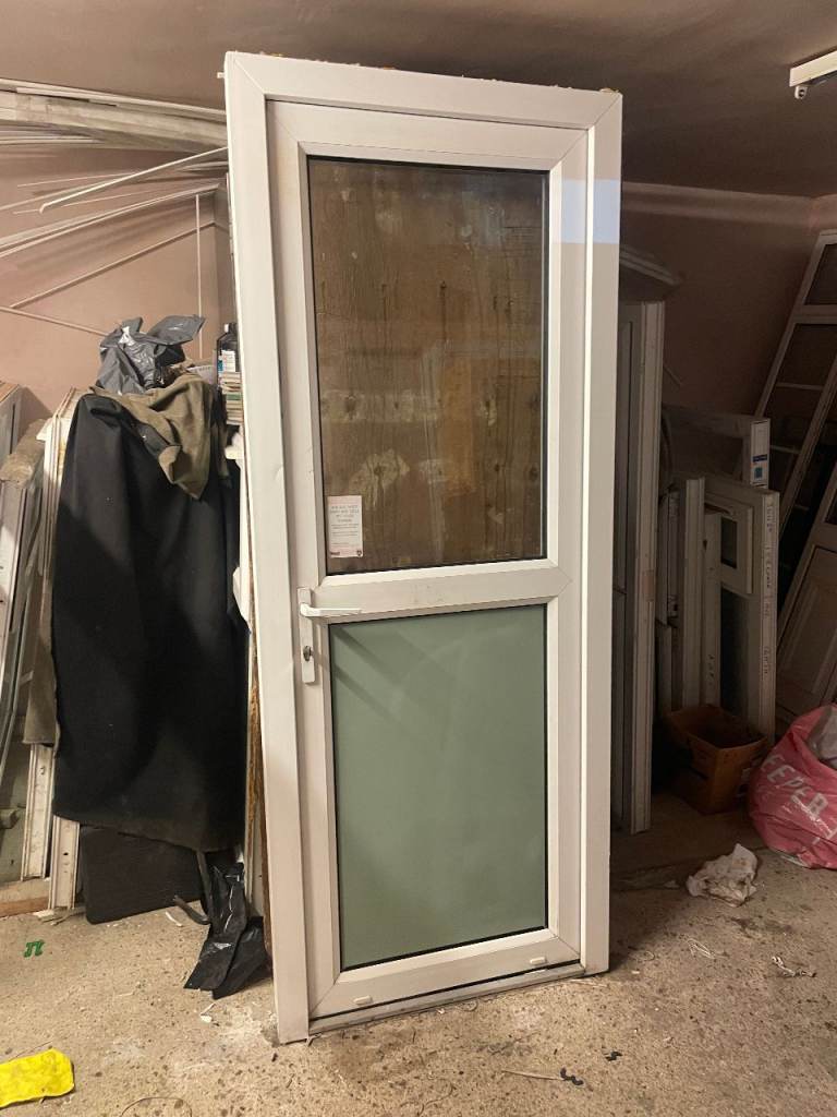 UPVC DOOR 203.5 x 82 cm - UPVC DOUBLE GLAZED DOOR - CLEAR GLASS (REF: DX198)