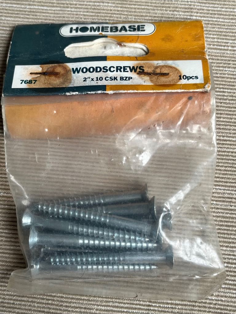 Vintage Homebase Twin-Thread Woodscrews 2” x 10 BZP – Pack of 10