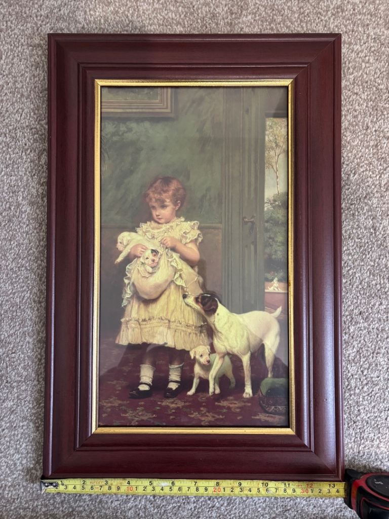 Vintage, Framed Print, Puppy Love, Charles Burton Barber (1836-1893)