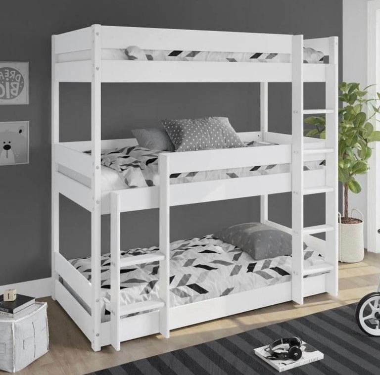 White triple bunk beds