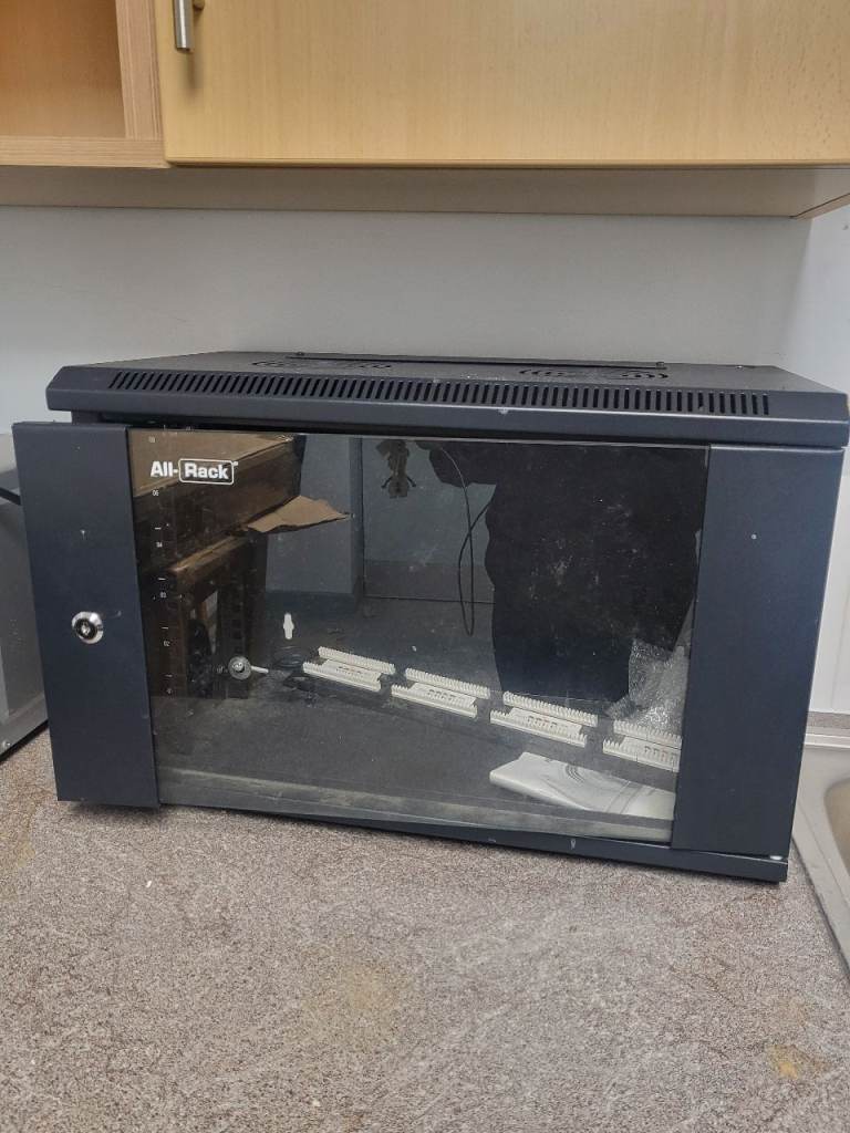 All-Rack Wall Mount Data Cabinet - Good Condition, Glass Front
