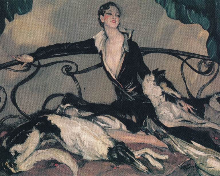 01. A Rare Original Print of an Art Deco Advertisement of the Day Lady and Dog