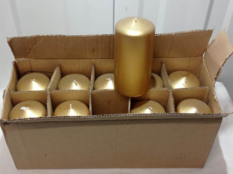 Premium Bolsius Pillar Candle Gold (120mm x 58mm) X10 NEW