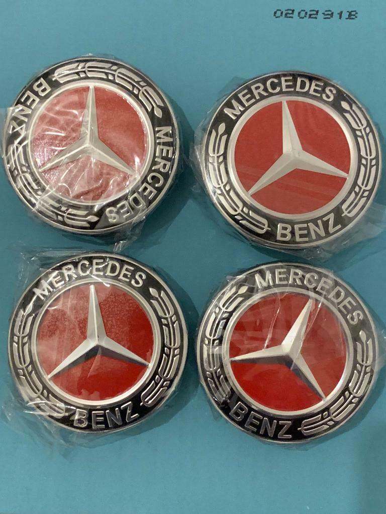 Mercedes benz  Alloy Wheel Hub Center Caps 56mm 60mm 75mm RED