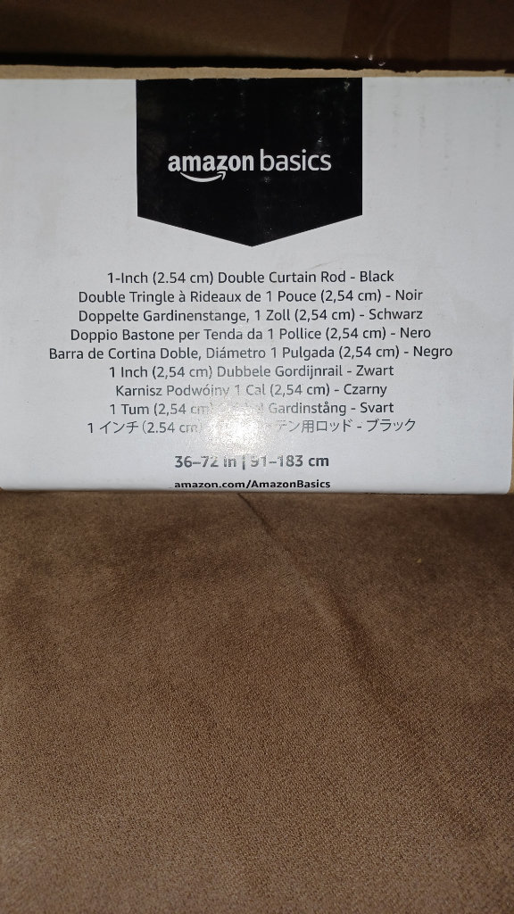 Double Curtain Rod - 2.5cm diameter Black telescopic 91-183cm boxed as new complete with fixings