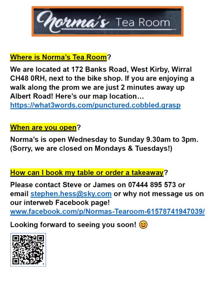 Norma's Tea Room (& Bistro) at 172 Banks Road, West Kirby