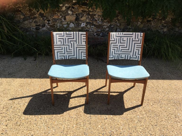 Erik Buch by Oddense Maskinsnedkeri Danish Teak Dining Chairs x 2