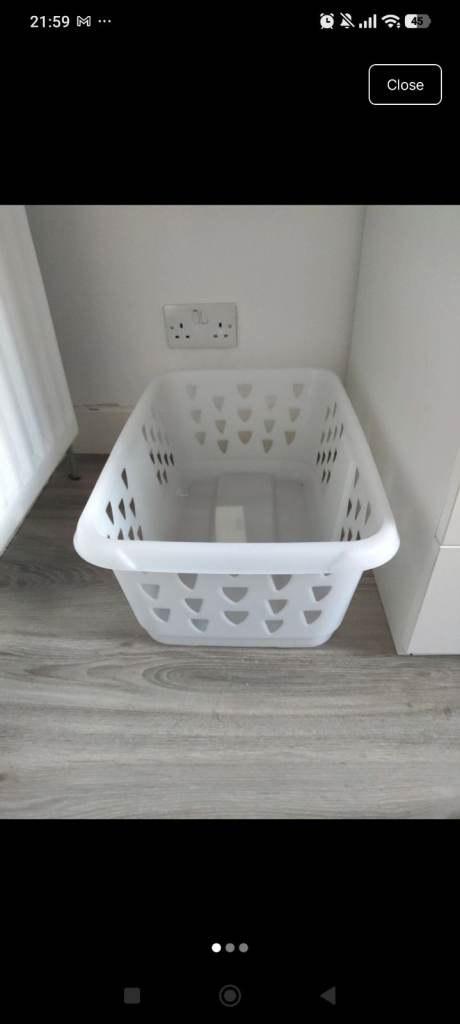 White Plastic Laundry Basket – Good Condition