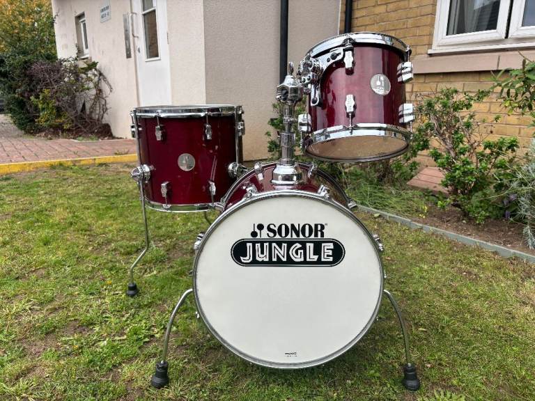 Original Sonor Jungle Drum Kit Cherry Red Lacquer RARE Force 3005 Maple
